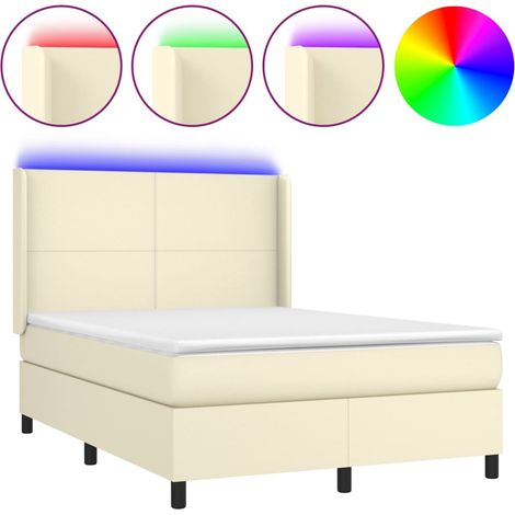 Maison Exclusive - Boxspringbett mit Matratze & LED Creme 140x200 (1/5)