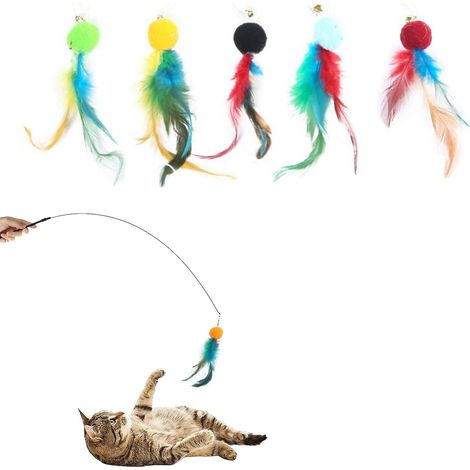 1 Jouet interactif pour chat, avec ventouse, plumes amovibles, clochette, exercice intérieur (1/5)