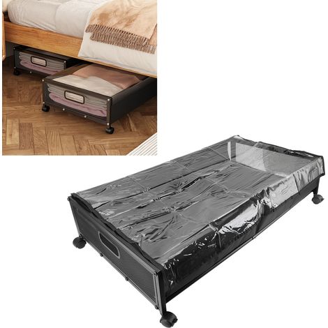 Rangement sous lit Premium avec roues - Coffre de stockage transparent grande capacité 60 lbs Oxford tissé et métal charnière (1/5)