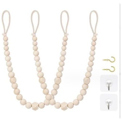 Couleur Bois,2 Pièces Bohème Embrases pour Rideaux, Attaches Rideaux, Embrasses à Rideaux - pour Mur,Ferme,fenêtre,Chambre à Coucher,Salle à Manger