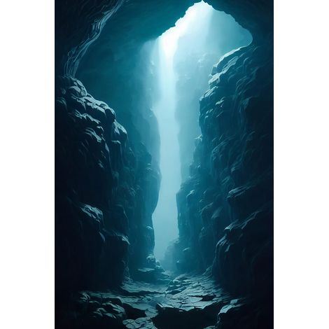 Tableau sur toile canyon subaquatique mystique 30x45 cm - Impression sur Toile Murale Décorative - Image imprimée en HD sur Toile - Toile sur Châssis en Bois FSC - Fabriqué en France (1/5)
