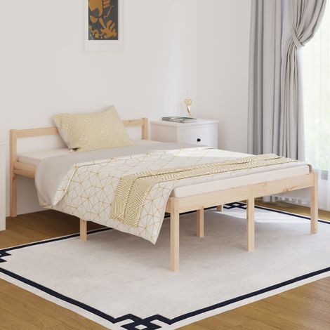 Lit double-135 x 190 cm Cadre de lit, Lit adulte, Structure de lit Bois de pin massif 135x190 cm Double PDKEI10288 (1/5)