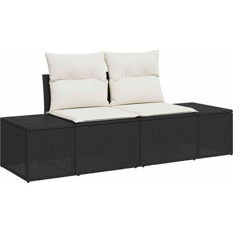 Maison Exclusive - Gartensofa mit Kissen Schwarz 184 x 62 x 69 cm