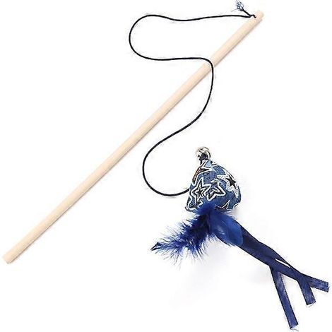 Jouet pour chat d'intérieur, baguette à plumes, canne à pêche pour chat, jouet couineur, cadeau amusant - B - (1/5)