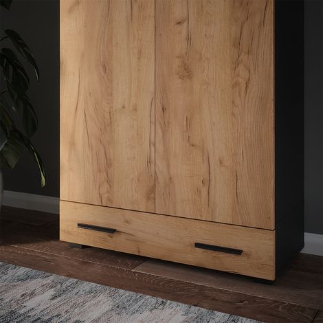 Módulo adicional Ingo, Antracita/roble dorado, 80 x 17.4 cm con cajón, Vicco