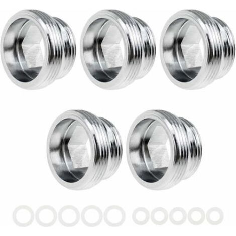 Set 5 raccords métalliques pour robinets sanitaires, filetage mâle 18mm vers 22mm, pour cartouche filtrante à eau (1/5)
