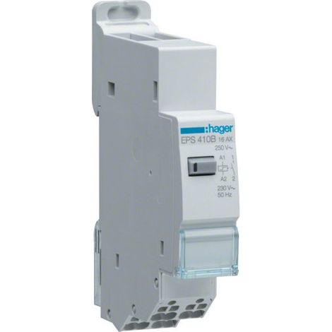 Hager – Télérupteur électronique silencieux 16A 230V – 1 contact NO – Bornes automatiques sans vis – Installation sur rail DIN