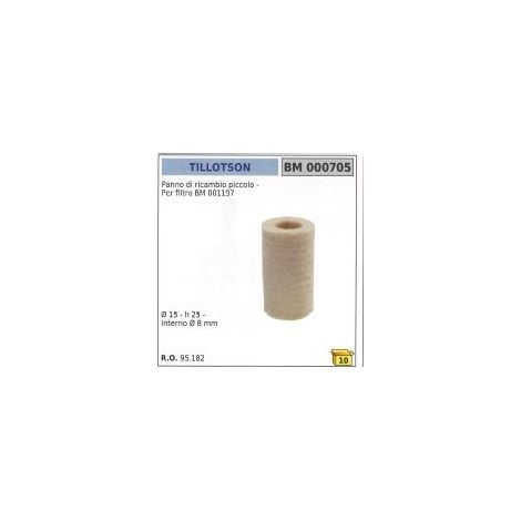 Panno di ricambio piccolo TILLOTSON Ø 15 mm altezza 25 mm interno Ø 8 mm  95.182