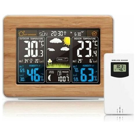 Wireless Weather Station with Barometer/Weather Forecast/Alert, Color Screen Indoor/Outdoor Multifunction Clock Thermometer Hygrometer (1/5)