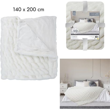 Plaid - HOME DECO FACTORY - Luxury - Imitation Fourrure - Blanc (1/5)