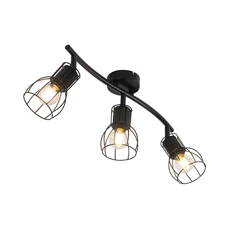 Qazqa – Spot de plafond noir 63 cm – 3 lumières orientables – Acier – Compatible variateur – Pour salon, chambre, salle à manger