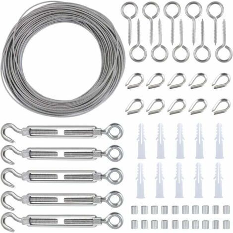 QORVA – Robustes Gartenzaun-Set aus Edelstahl mit PVC-Beschichtung, 30 m, inklusive Ösenschrauben, Drahtspanner und Haken – Fei Yu (1/5)