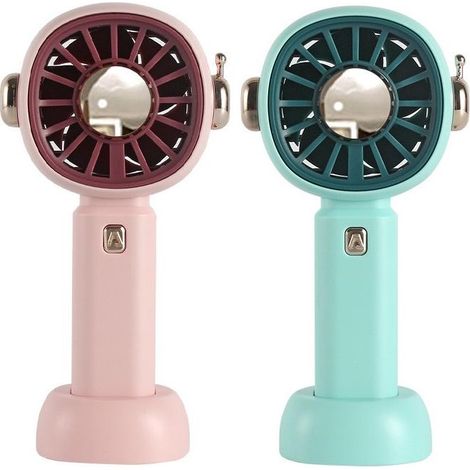 FGNS. (2 Pieces) Handheld Fan with Stand, Pocket Fan with 3 Speeds, Lithium Battery Portable Fan, Mini USB Rechargeable Fan, Personal Battery Powered Fan for Office, Outdoors, School, Work, Camping, e