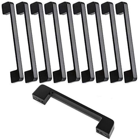 10 pcs Poignee de Meuble Cuisine Noir , Poignée Meubles Entraxe 160mm, Poignet Carrée de Porte d'Armoire Moderne pour Tiroirs, Armoires, Placards, Bureaux