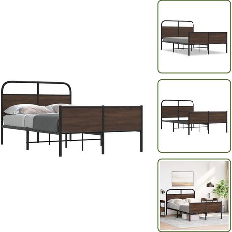 Cadre de lit sans matelas 140x190 cm chêne marron - Cadre De Lit - Cadres De Lit - Meuble De Chambre À Coucher - Lit (1/5)