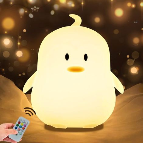 Pingouin lampe Veilleuse pour Enfant Veilleuse pour Bébé avec Changement de Couleur & Dimmable Portable Petite Veilleuse Rechargeable avec Minuterie & Contrle Toucher - Moyen (1/4)