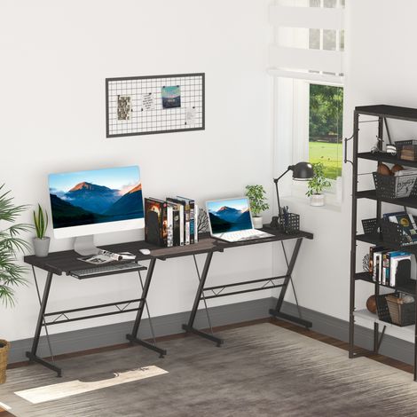 HOMCOM Computertisch, PC-Schreibtisch fürs Homeoffice, 2 Ausführungen: Eckschreibtisch, L-förmiger Schreibtisch (130 x 130 x 73,5 cm), gerader Schreibtisch mit Stahlgestell (1/5)