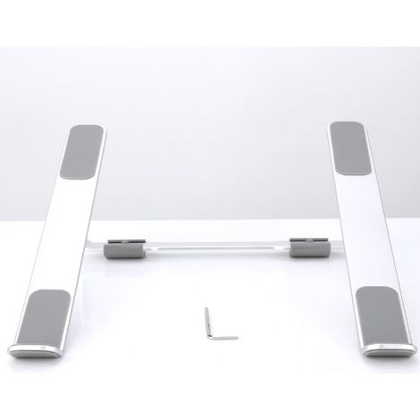 Soporte plegable y portátil para portátil, con sistema de refrigeración, ajuste ergonómico de altura, almohadillas protectoras antideslizantes y de aplicación universal.