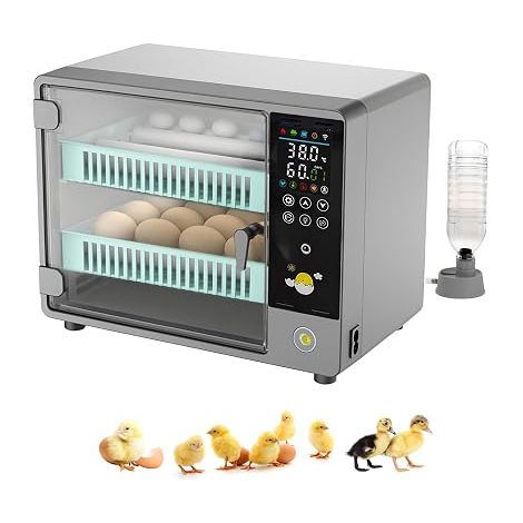 Egg Incubator Incubator 24 Eggs Egg Turning Moisture Monitoring 5 Incubation Modes Chicken Eggs Duck Quail Grey (1/5)