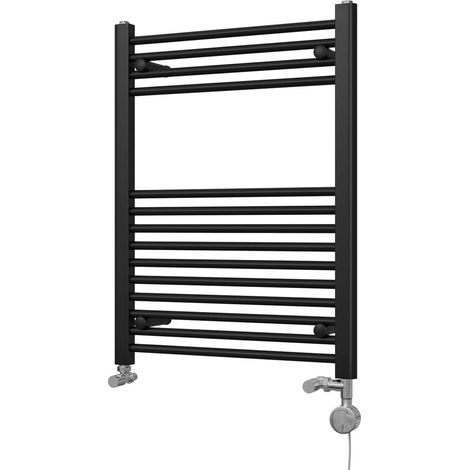 Zennor - Black Dual Fuel Towel Rail H800mm x W600mm Thermostatic - Straight (1/3)