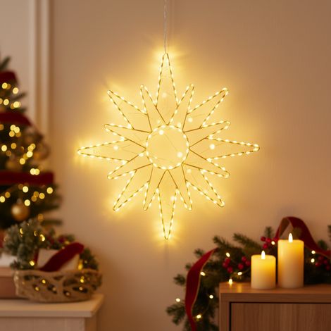 Stella luminosa a 16 punte con LED a luce calda, decorazione natalizia per interno ed esterno (1/4)
