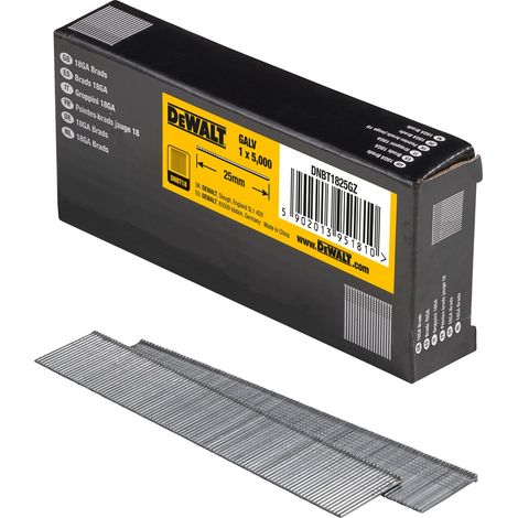 DEWALT DNBT1825GZ (Pkt 5000) 18g brad nails 25mm