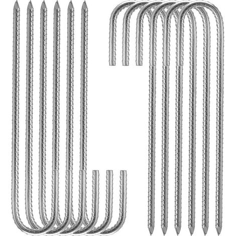Piquets de fixation sol XL Lot de 10 sardines galvanisées 30 cm Acier électrozingué pour sols durs et rocailleux Fixation tentes (1/3)