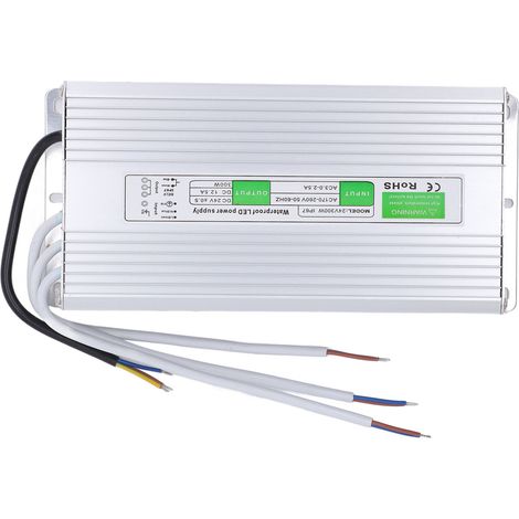 Alimentation LED 300W IP67 étanche, transformateur en aluminium, entrée AC170-260V, sortie DC24V, boîtier robuste pour usage extérieur et intérieur. (1/5)