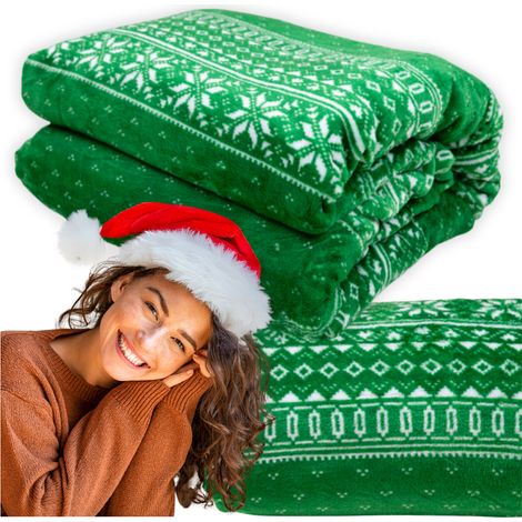 Couverture de Noël 160x200cm, couvre-lit, douce couleur verte, décorations de Noël (1/5)