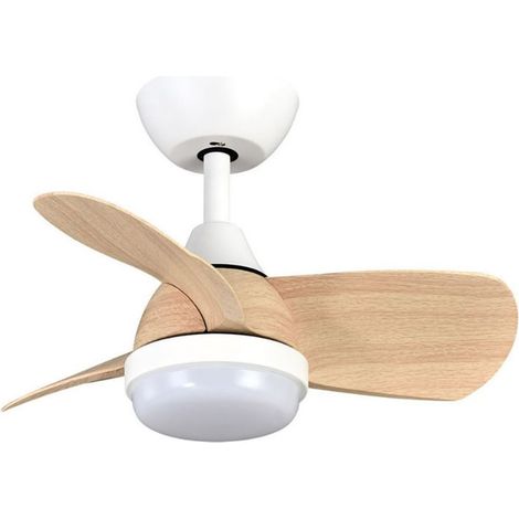 Ventilador de techo LED "Pirdo" regulable con control remoto (24W 3CCT 2400lm) IP20 Ø60cm color blanco y haya