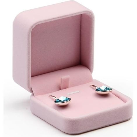 Boîte à bijoux en velours rose (boîte à boucles d'oreilles),