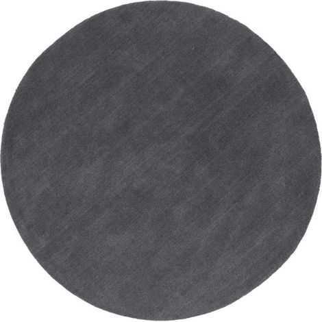 Tapis Déco Rond en Laine "Ulla" 200cm Gris Foncé (1/5)