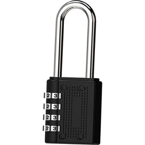 Cadenas à combinaison à 4 chiffres en alliage de zinc, verrou mécanique à code numérique à suspendre pour armoire de rangement, noir (1/5)