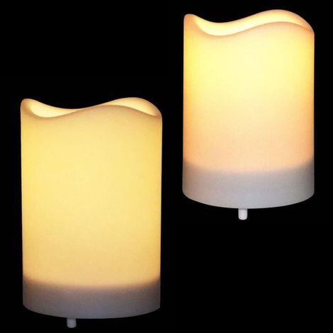 Candele solari da esterno impermeabili e senza fiamma con sensore di luce integrato, timer intelligente, accensione/spegnimento automatico dal tramonto all'alba, batteria ricaricabile, confezione da 2 (1/5)