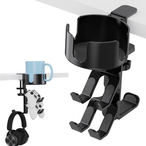 4-in-1-Tischbecherhalter mit Kopfhörerhaken und Controller-Ständer – Gaming-Zubehör – Universell verstellbarer und drehbarer Upgrade-Arm (1/5)