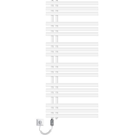 ECD Germany Iron EM Design Badheizkörper Elektrisch mit Heizstab 1200 W - 600 x 1400 mm - Weiß - Designheizkörper Paneelheizkörper Heizkörper Handtuchwärmer Handtuchtrockner (1/5)