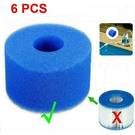 6 cartouches filtrantes pour spa , mousse lavable réutilisable, filtre bain à remous type S1, 10,8 x 7,3 cm, usage domestique