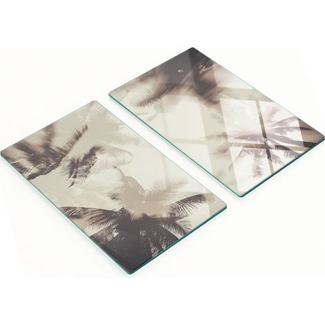 Set di taglieri da cucina in vetro temperato con grafica di palme, 2x30x52 cm (1/5)