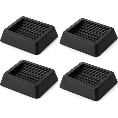 4 x Black Rubber Furniture Underpads - Non-Slip Caster Cups for Castors Max Diameter 8 cm - Anti Scratch Floor Protector for Sofa, Piano, Bed and Office Chair - Heavy Duty Wheel Stop (1/5)