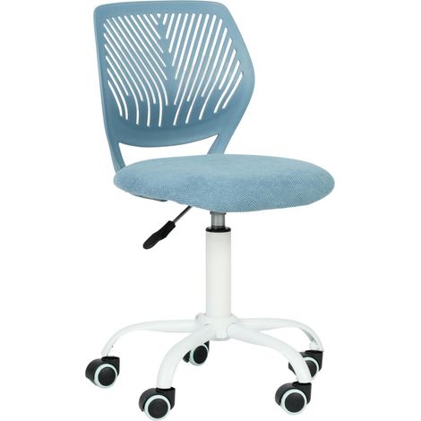 Schreibtischstuhl Leinenstoff ergonomisch höhenverstellbar Hellblau (1/5)