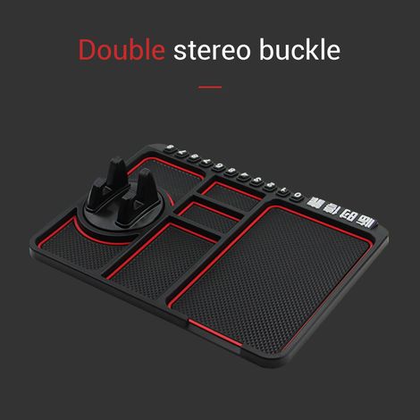 [Yue Xinghui] (Propriété intellectuelle non exploitée) Nouveau tapis de voiture multifonctionnel antidérapant avec support de téléphone, panneau de stationnement créatif en silicone, grande taille (ro (1/2)