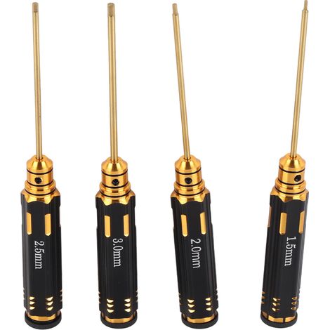 4 pièces tournevis avion modèle plaqué titane noir 1.5/2.0/2.5/3.0 mm pour maquettes (1/5)