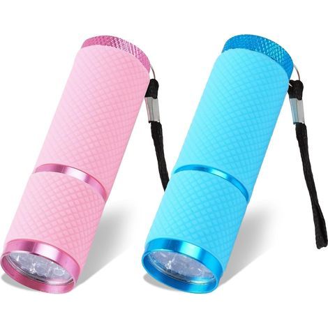 Lot de 2 petites lampes de poche LED super lumineuses avec 9 LED, lampe de poche pour enfants avec cordon phosphorescent, pour adultes, camping, randonnée, extérieur, cadeau, sans piles (1/5)