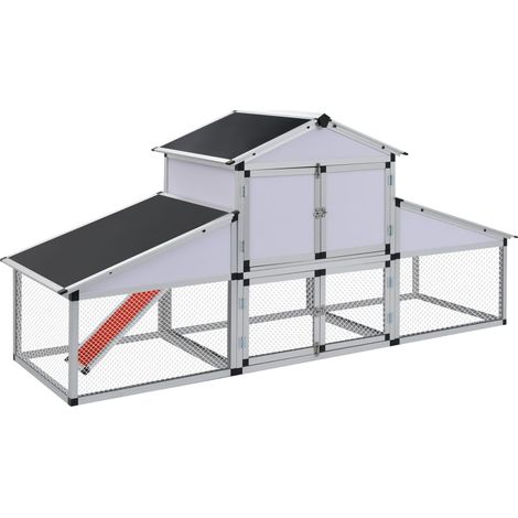 Vidaxl – Poulailler aluminium pour 4 poules – Dimensions 258 x 74 x 117 cm – Rampe amovible et plateau coulissant pour nettoyage facile (1/5)