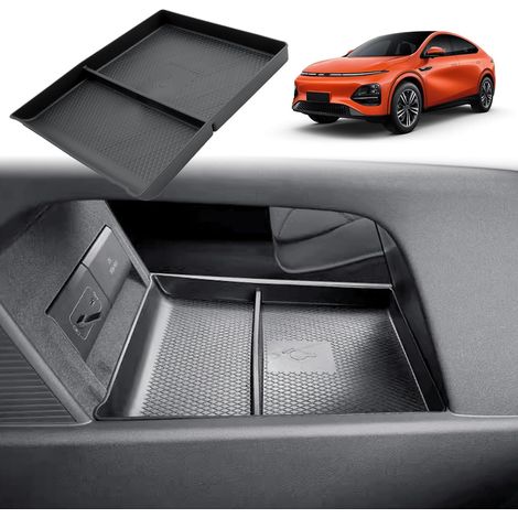 Boîte de Rangement Console Centrale - 1 Pièce - TPE Souple - Pliable et Imperméable - Compatible Xpeng G6 2024-2027 - Noir (1/5)