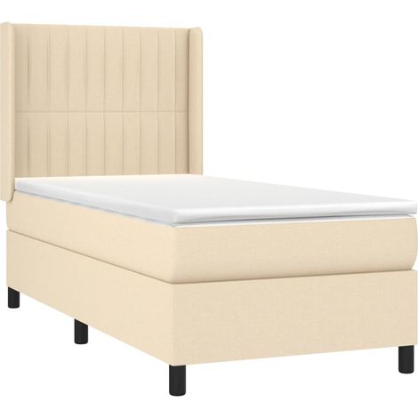 vidaXL Giroletto a Molle con Materasso Crema 80x200 cm inTessuto (1/5)