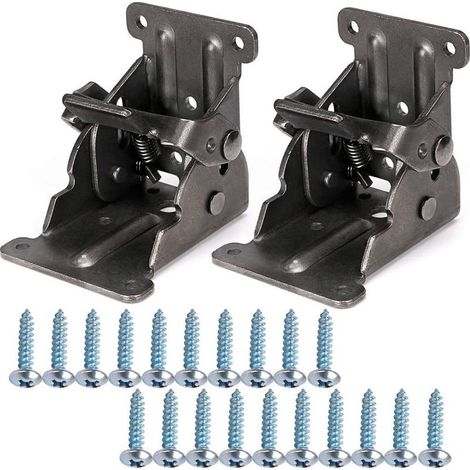 4 Pcs Charnière pliante autobloquante 90, support pliable, verrouillage extension table support d'étagère pliable en tôle d'acier pour table de travail (1/5)