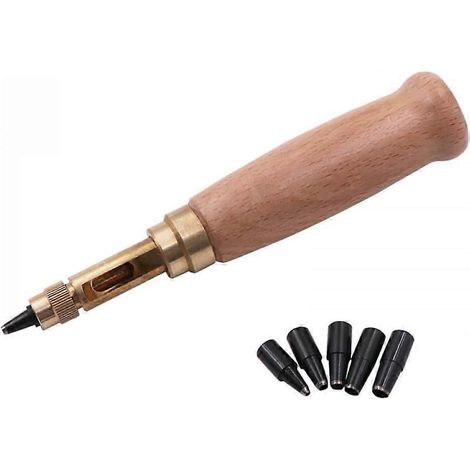Perforatrice automatique à trous pour cuir et papier, avec 6 embouts interchangeables et réglables, idéale pour les loisirs créatifs ( ). (1/5)