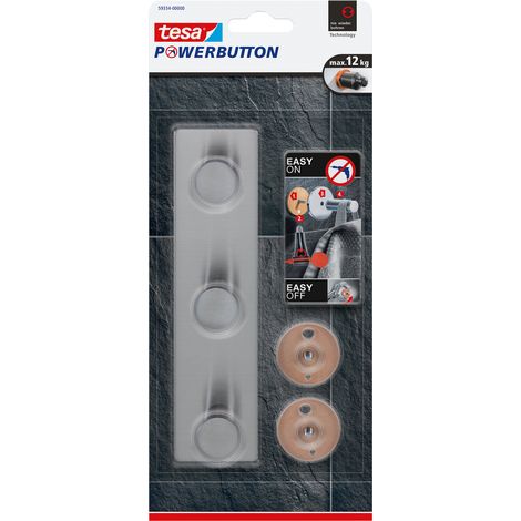 tesa Powerbutton Classic crochet fixation acier inoxydable (1/3)