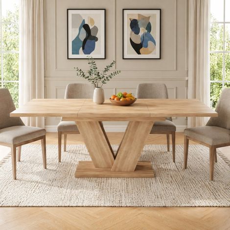 Tavolo da pranzo allungabile 140/180 x 80 cm, 4-8 persone, rovere DESVIAE (1/5)